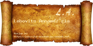 Lebovits Annamária névjegykártya